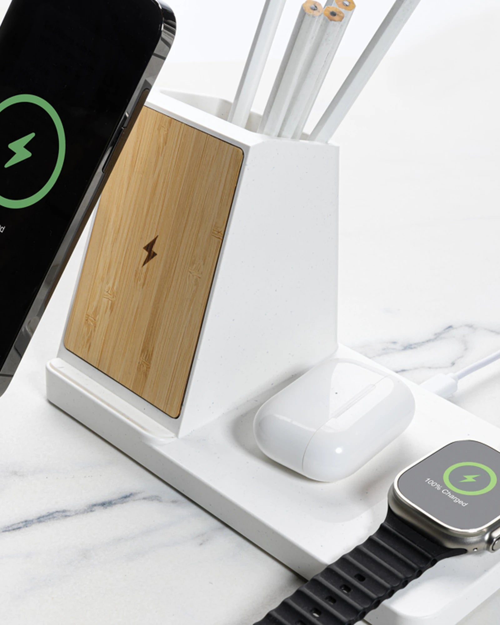 Caricatore wireless 15W bambù riciclato da personalizzare - 8